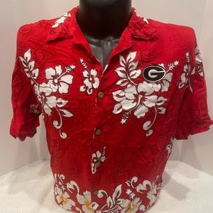 Mens Sz XL University of Georgia Bulldogs Hawian style button up short sleeve